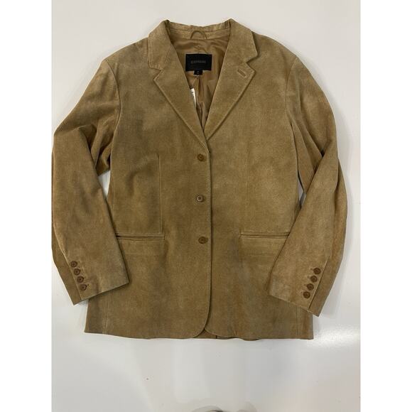 NWT Express Structure Suede Blazer Size XL Brown Color